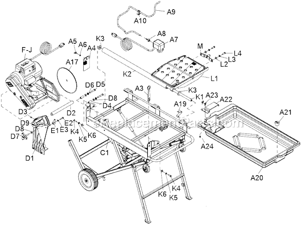 Page A Diagram and Parts List for MK-101JCS  MK Diamond Tile Saw